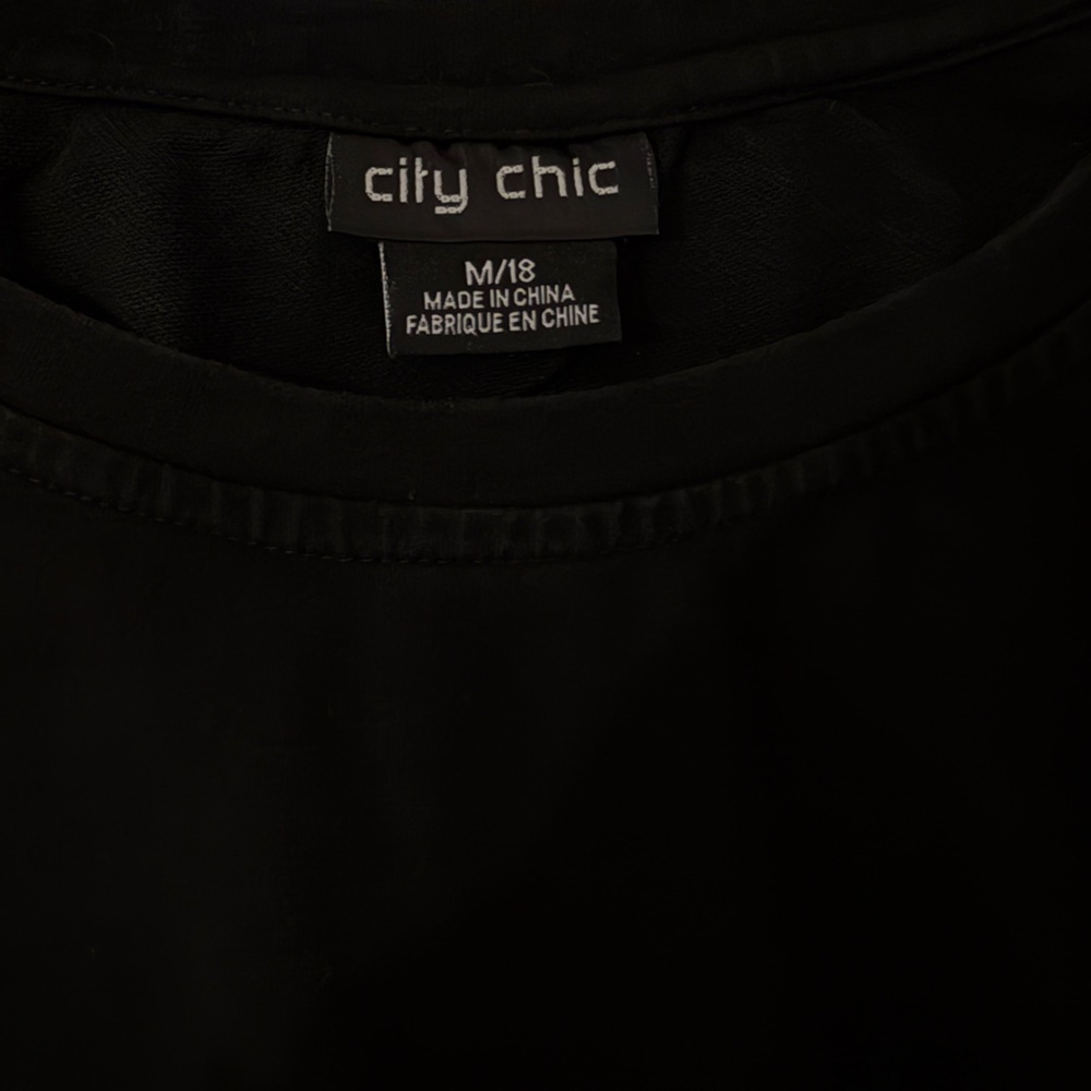 City Chic Sporty Black Sweatshirt Dress with Red/White Stripes 18 - Picture 3 of 5
